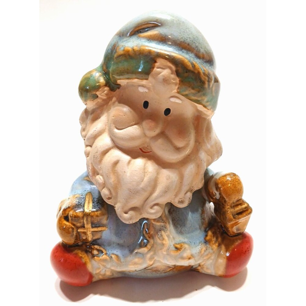 Ceramic Bobble Head Santa Clause Gnome Vintage Figurine 5 In Tall X 4 In Wide